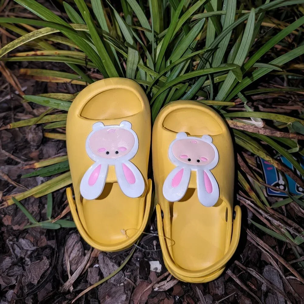 NWT Comfortable Unisex Kids Filp Flops Slides(Sizes:2.5 -12 Years) Yellow/D.Blue